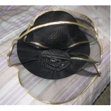 Mujer&apos;s Black Hand Made Hat with Gold Accent and Rhinestones   eb-64164363